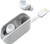 Compact Bluetooth earbuds with charging case.