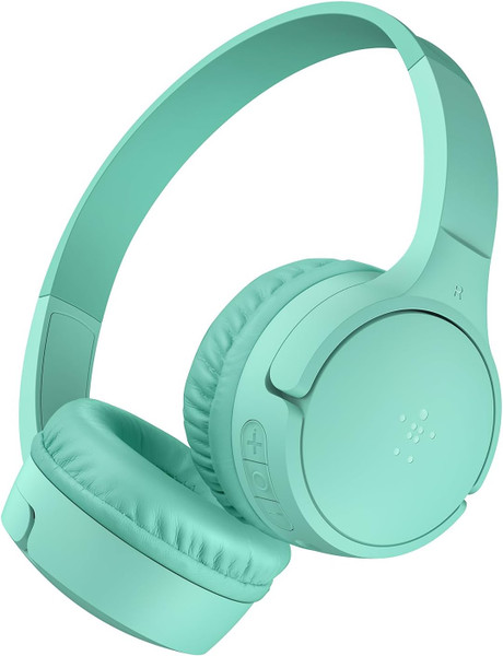 Belkin SoundForm Mini wireless kids headphones in Mint.