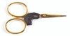 Lovely 3 inch elegant design Black Swan scissors with gold handles and black swan centerpiece.  Great for needlepoint, sewing, cross stitch.  Made of stainless steel.  Comes with free leather sheath.
