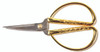 Old-time favorite 6 Inch Deluxe Chinese Scissor with decorative gold handles.  Stainless steel.