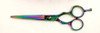 6 inch professional hairdressing shears.  Ninja style.  Rainbow titanium finish