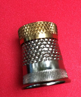 Raised Edge Thimble. Double reinforced forged brass top has a raised edge with deep recess and substantial dimples for lasting durability. Excellent for all hand needlework.