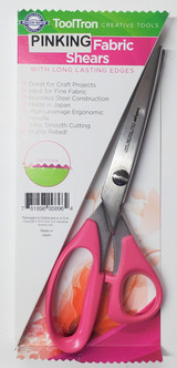 Fabric Pinking Shears  -- highest quality, high-carbon stainless steel.  Cuts multiple layers.  Made in Japan. Nine inches in length.