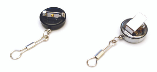 Pin reel for holding small scissors, pens and other light objects.  Expands to 16 inches.  Never misplace your scissors again.