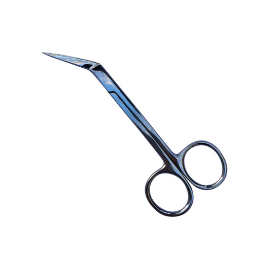 Comfortable angled cutting.  60 degree bend, stainless scissor.  For paper, embroidery, applique and other intricate work.