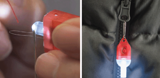 Make sewing easier. The illuminated needle threader is great to have on hand. It features a mini-LED bulb to help make threading needles easier while at home or on-the-go! Make sewing easier. The illuminated needle threader is great to have on hand. It features a mini-LED bulb to help make threading needles easier while at home or on-the-go!