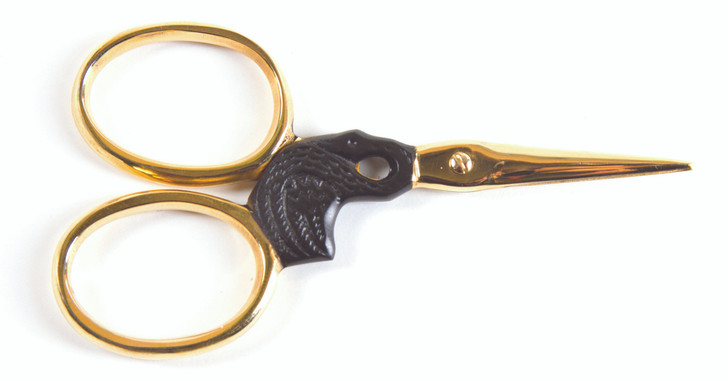 Lovely 3 inch elegant design Black Swan scissors with gold handles and black swan centerpiece.  Great for needlepoint, sewing, cross stitch.  Made of stainless steel.  Comes with free leather sheath.