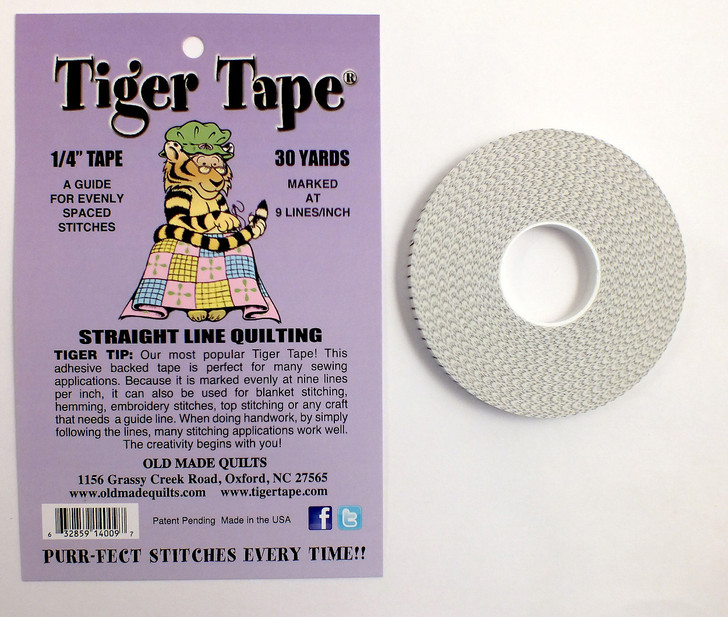 1/4 inch Tape, 30 yards.  A Guide for Evenly Spaced Stitches - 9 Lines Per Inch