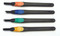 4 piece wood carving set.  Features plastic comfort grips. Includes straight, bevel, triangle and arc blade shapes. Great for detailed work with wood, plastics, rubber, etc.
