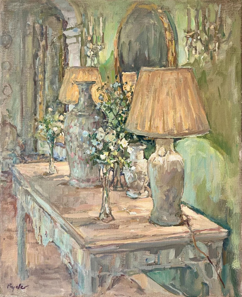 304 - White Lamps and Flowers