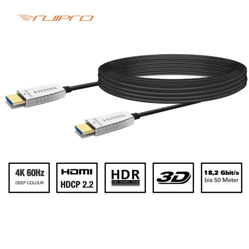 RuiPro Active Fiber Optic HDMI 2.0 4K @ 60hz HDR Cable (40ft to 100ft)