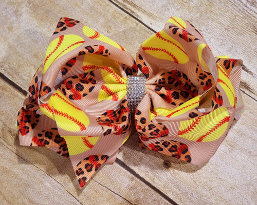 6" Double Softball Bling Bow