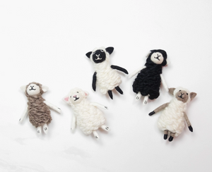 Naturally Colored Felted Sheep Finger Puppets