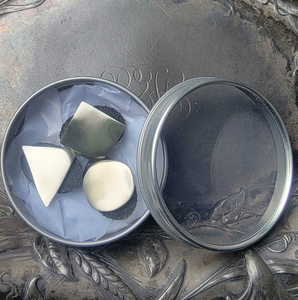 White Brass Midcentury Modern Stud Buttons - Set of 3 Reusable Tin