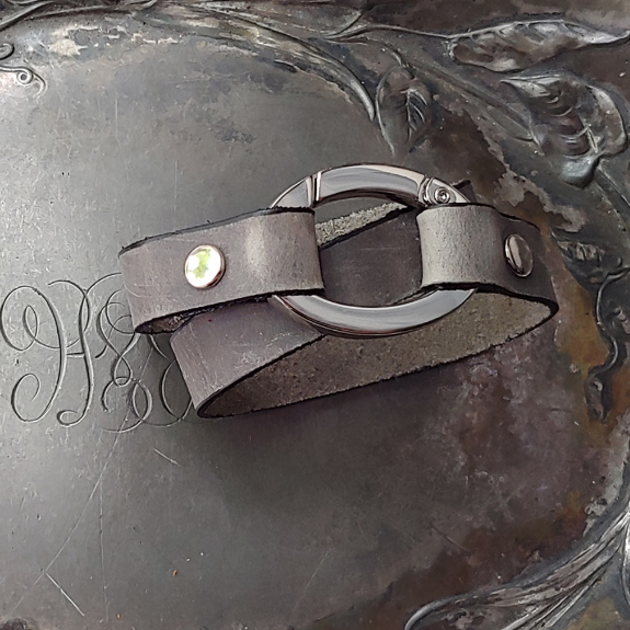 Flat Oval Ring Shawl Cuff-Pewter with Glossy Nickel