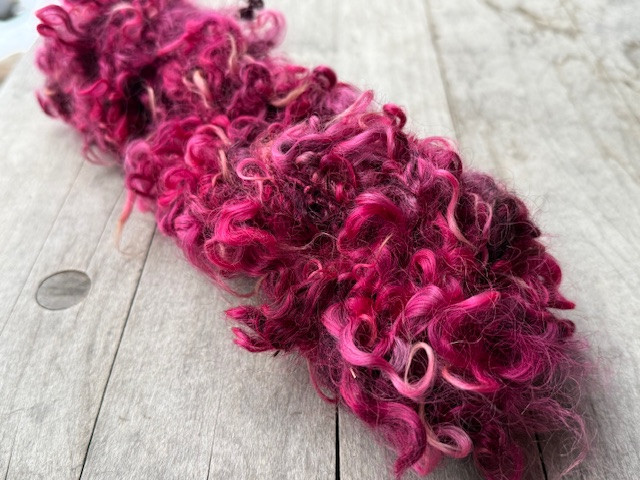 "Pink" Dirty Girl -Hand Spun & Hand Dyed Art Yarn-Gotland Glendale Ridge Farms