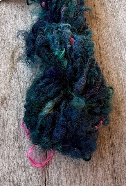 Midnight Blue Cotswold/Hot Pink Llama-Hand Shorn, Dyed & Spun-Dirty Girl Yarns