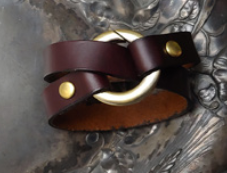 JUL - Bezel Ring Shawl Cuff-Espresso with Antique Brass