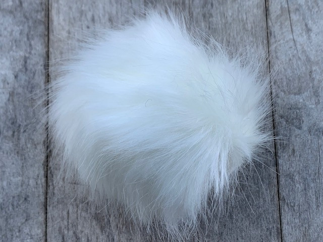 5" Large Faux Fur Pom Pom-White