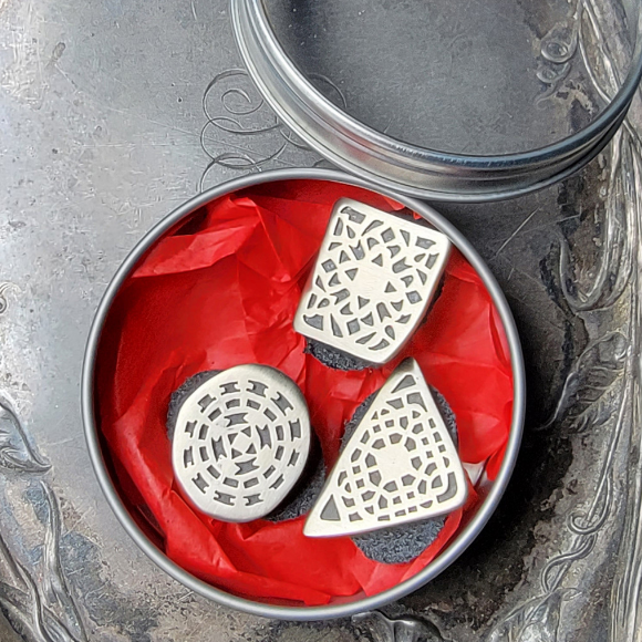 Ancient Geometry Stud Buttons - Set of 3 in a Re-usable Tin