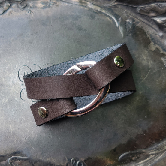  Flat Oval Ring Shawl Cuff-Bark with Glossy Nickel