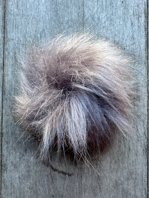 4" Faux Fur Pom Pom-Grey