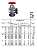 IMPA 751121 ANGLE VALVE F7354 5K 5K-150 JIS CAST IRON 150 MM 190 MM 265 MM 230 MM 8 19 MM SCREW DOWN CHECK