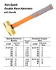 IMPA 615736 HAMMER DOUBLE FACE 5000gr. WITH HANDLE BRASS NON-SPARK