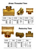 IMPA 732149 REDUCING TEE 3130+3241 BRASS BSP 3/4"x 1/2"