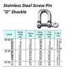 IMPA 233511 SCREW PIN D-SHACKLE 32x32x64mm STAINLESS STEEL