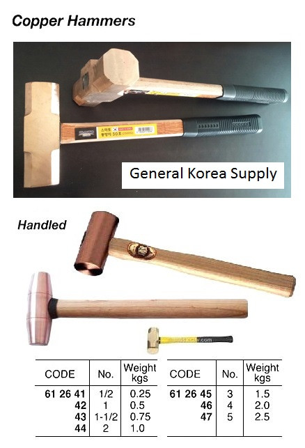 IMPA 612647 HAMMER DOUBLE FACE 3000gr. WITH HANDLE BRASS NON-SPARK