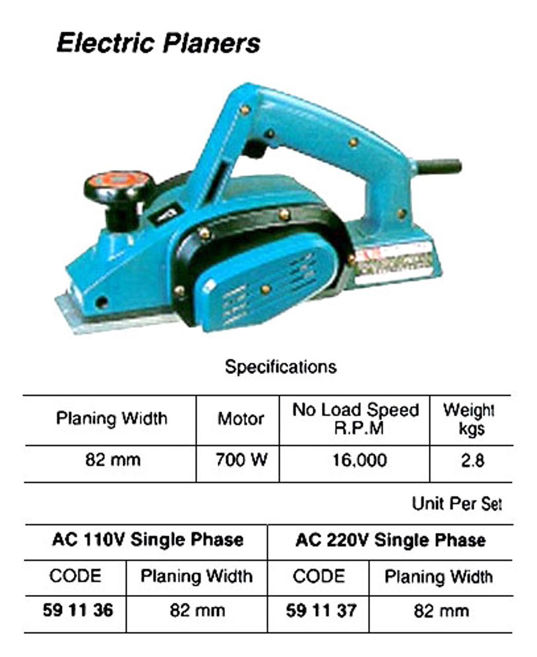 IMPA 591137 Hand planer electric 82mm Bosch PHO2000 220 volt