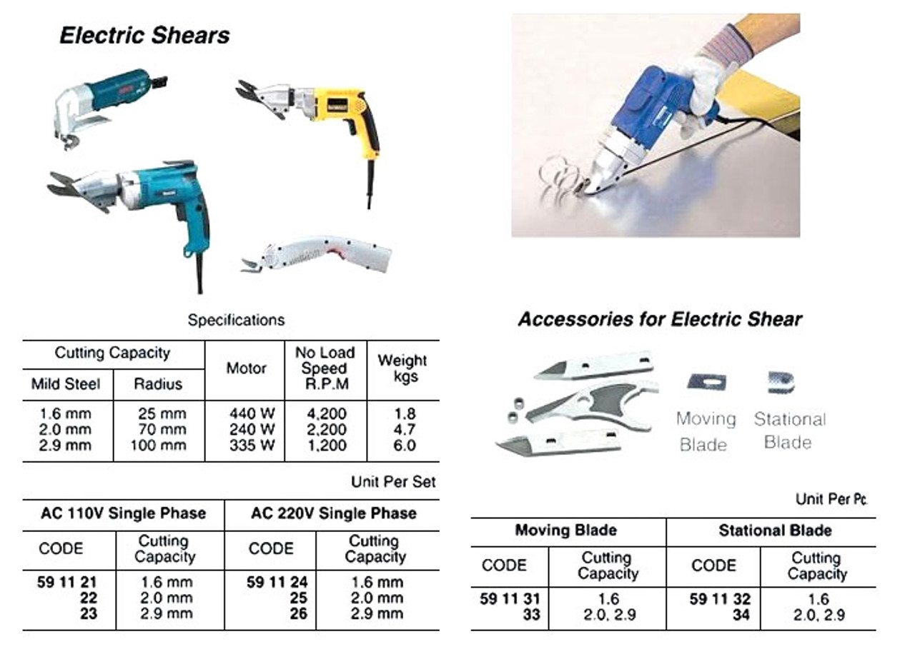 IMPA 591124 Hand shear electric - 1,6mm - 400 watt Hitachi CE16SA (220 volt)