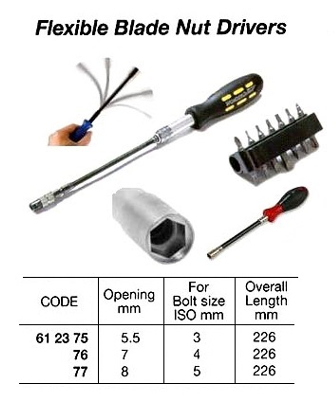 IMPA 612377 HEXAGON NUT DRIVER 8mm WITH FLEXIBLE SHAFT ARNDT