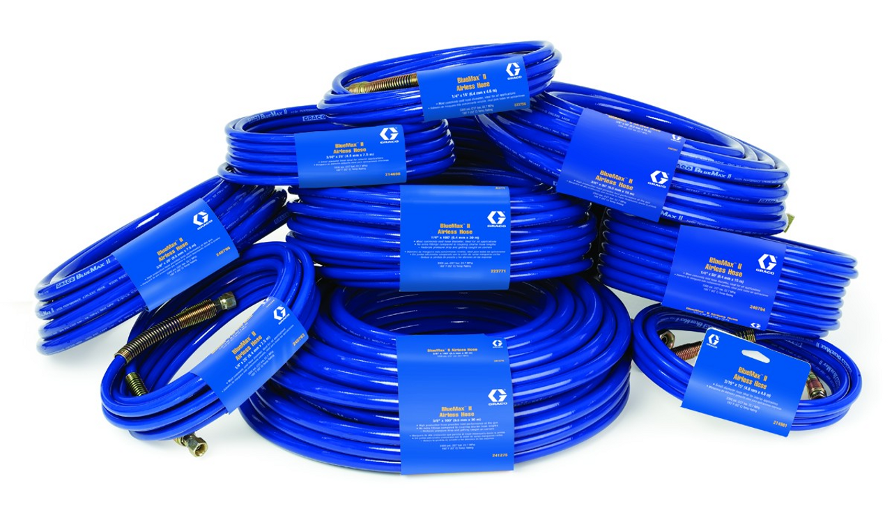 IMPA 270162 HIGH PRESSURE PAINT SPRAY HOSE NYLON BLUE 1/4" NPSM FEMALE SS 15 MTR 280 BAR 6 MM WITH COUPLINGS