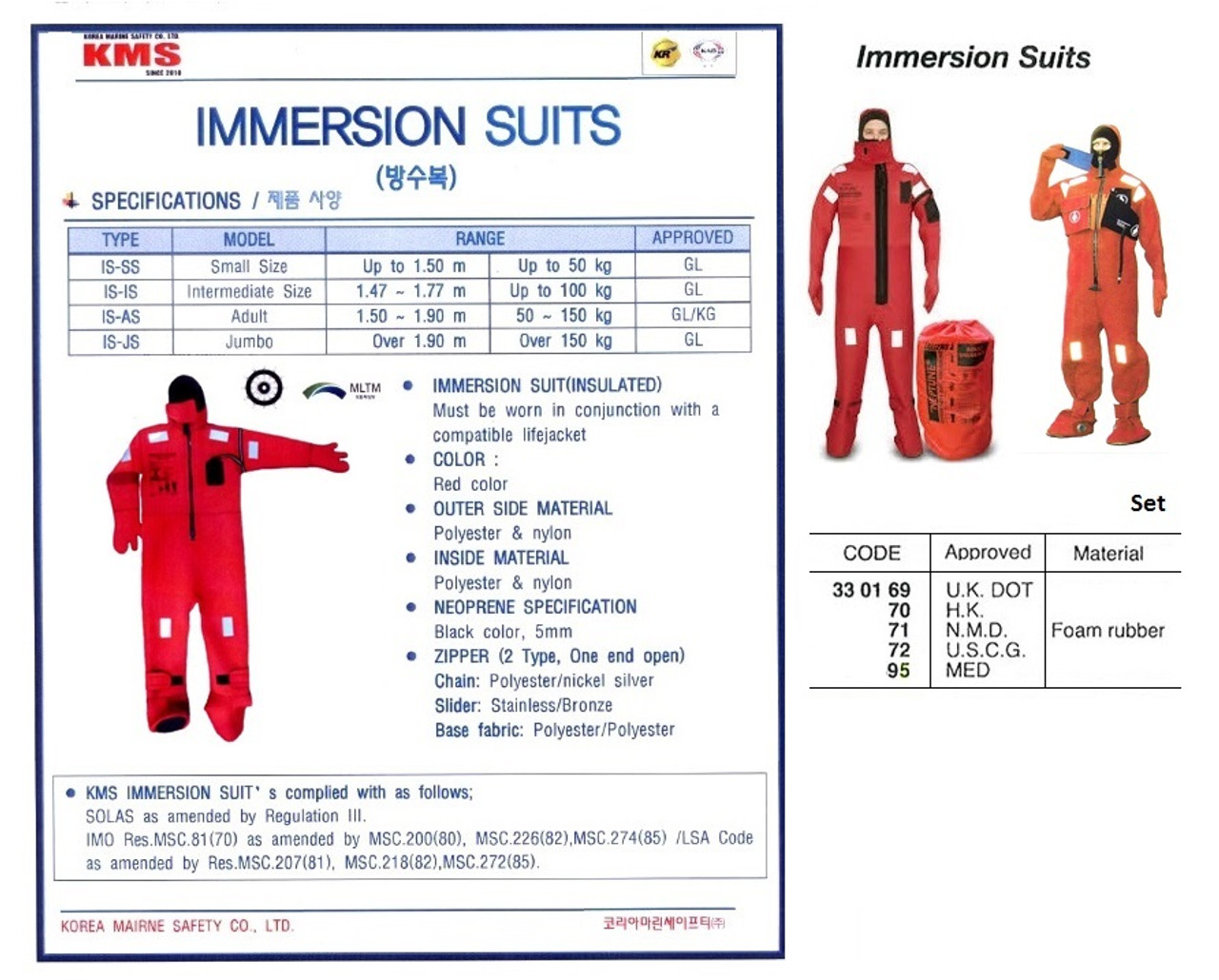 IMPA 330195 *Immersion suit MED approved, neoprene - size: XL*