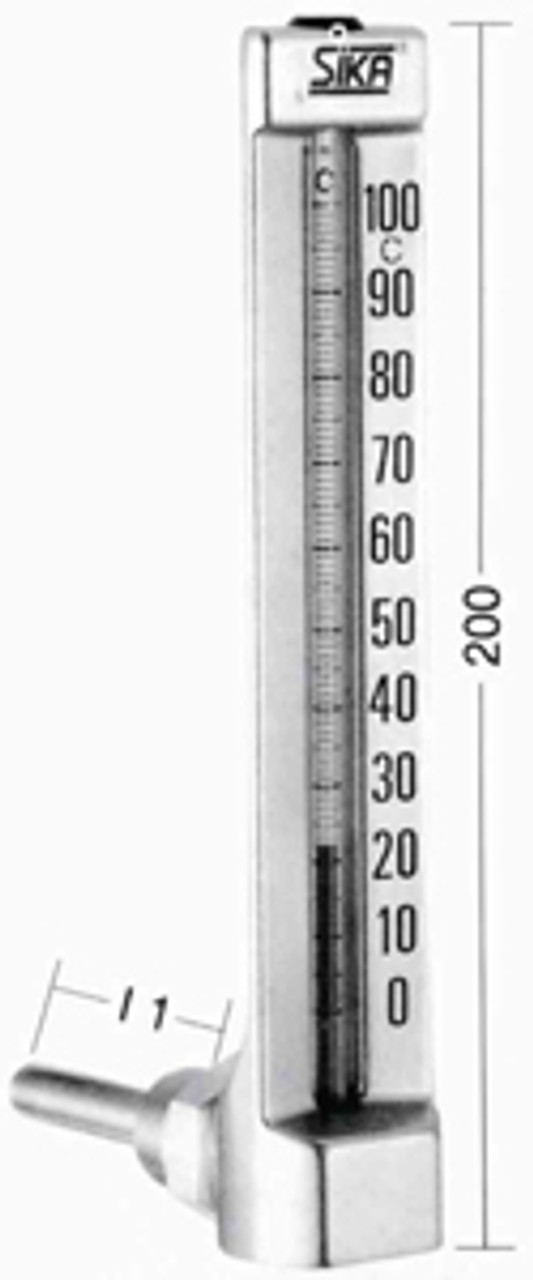 IMPA 652001 INDUSTRIAL THERMOMETER CASE: 200MM RANGE: -30/+50C G1/2"" ANGLE 63MM