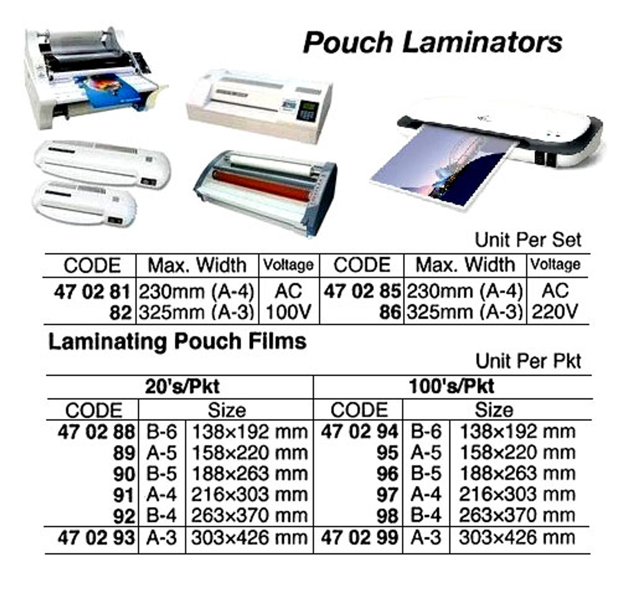 IMPA 470291 Laminating pouch films A4 25sheets