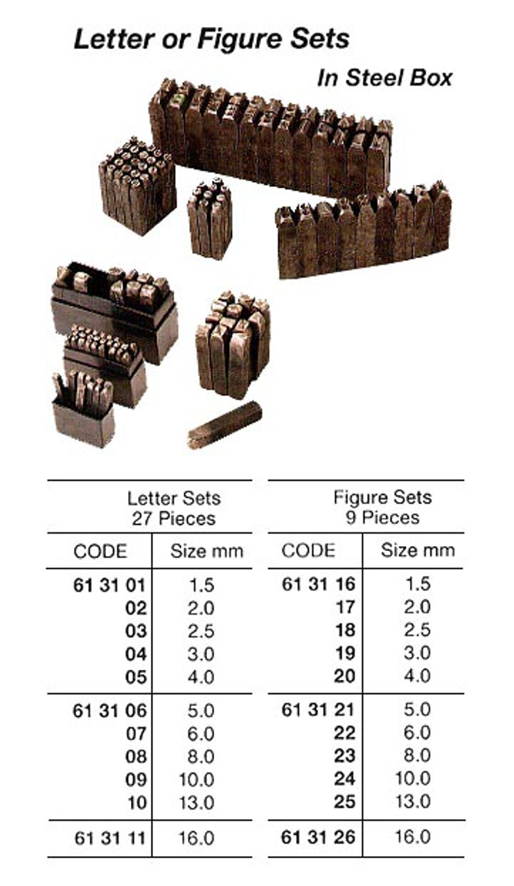 IMPA 613111 LETTER PUNCH SET A Z Size 15mm 27 pcs