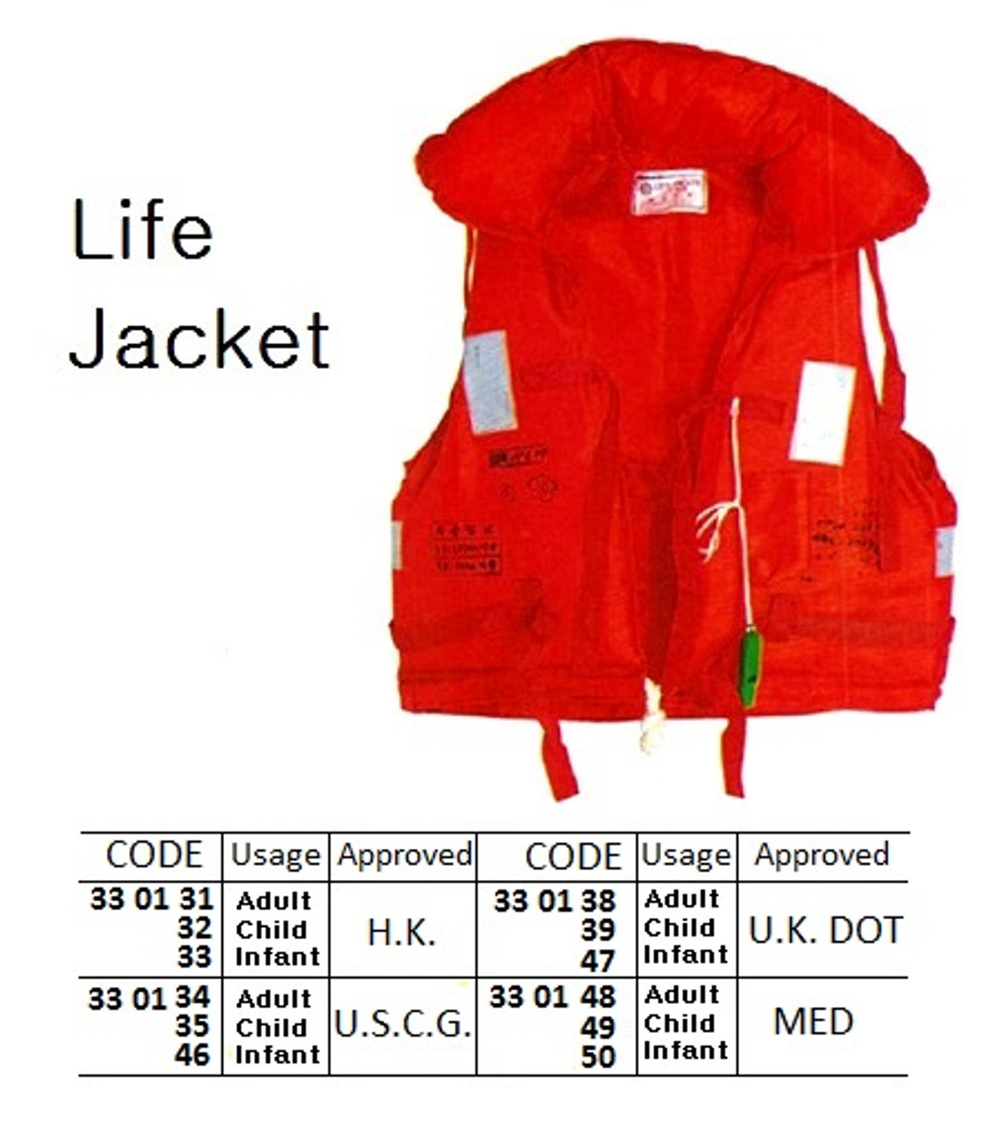 IMPA 330150 Lifejacket MED approved INFANT