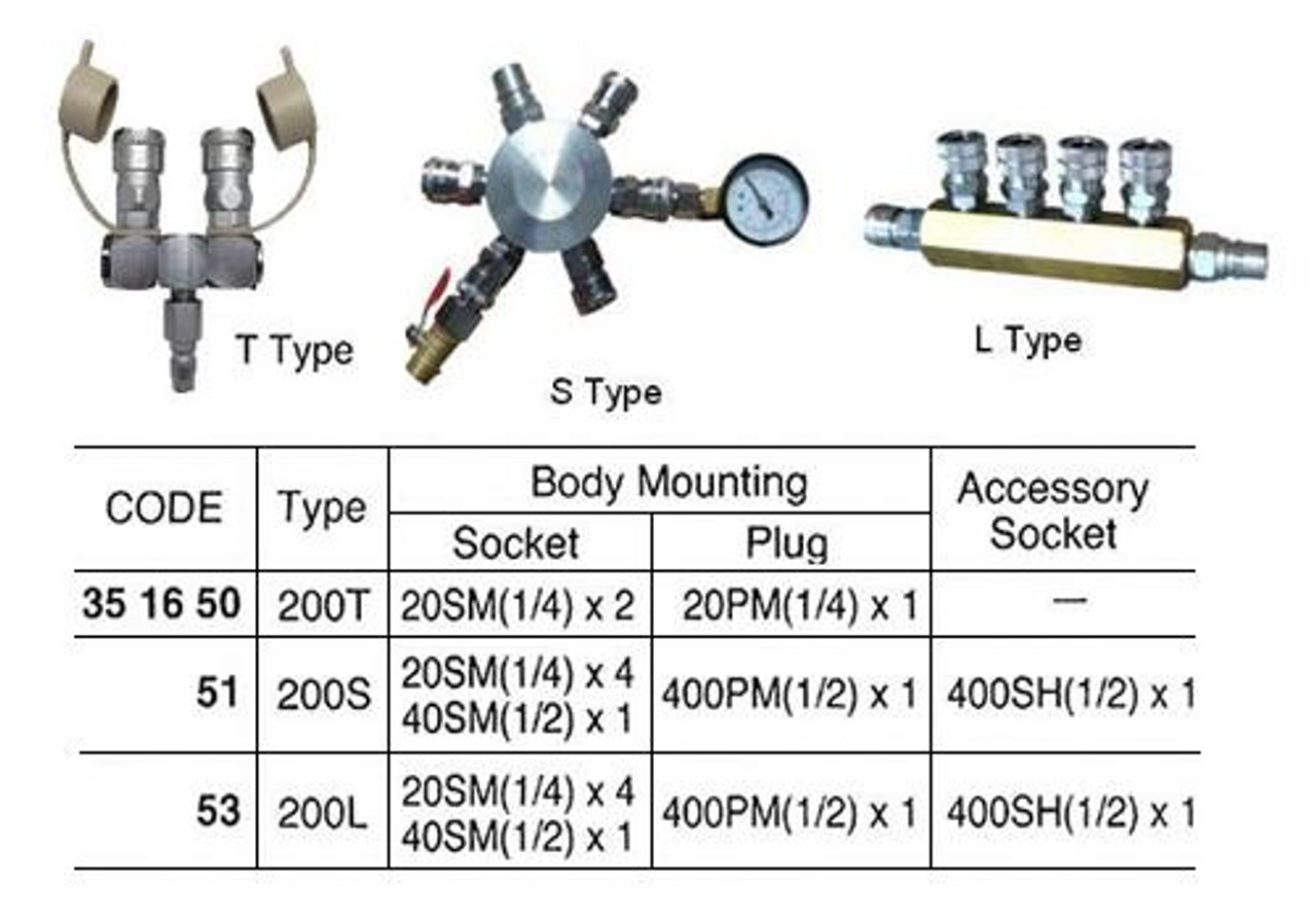 IMPA 351651 Line coupler branch piping for air Taurus S20TSS stainless steel