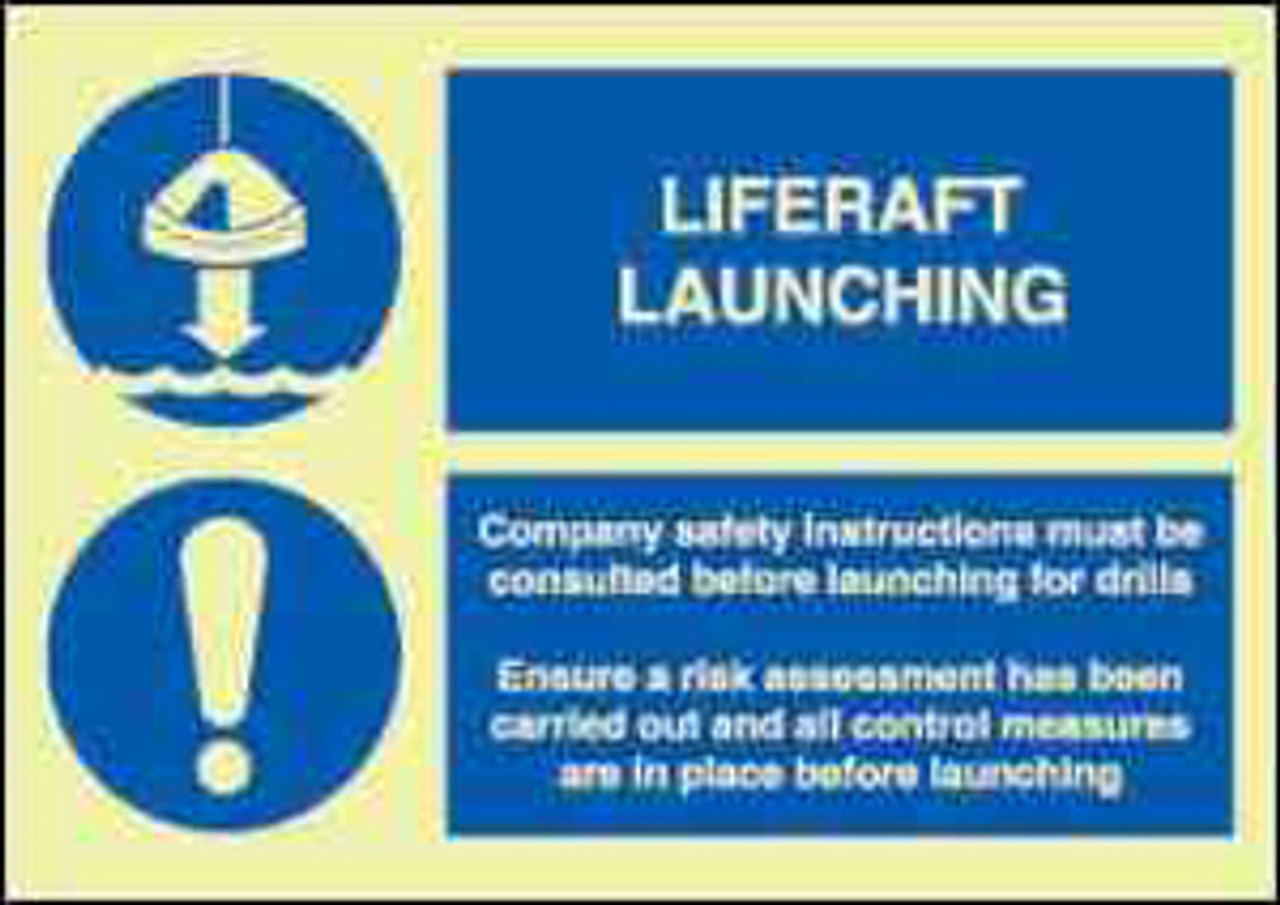 IMPA 335111 Mandatory sign - Liferaft launching (blue)
