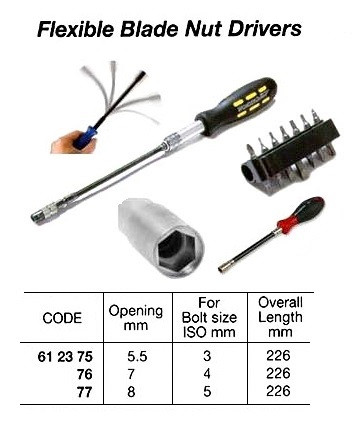 IMPA 612377 NUT DRIVER FLEXIBLE OPENING 8MM