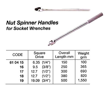 IMPA 610418 NUT SPINNER HANDLE Square Drive 1/2