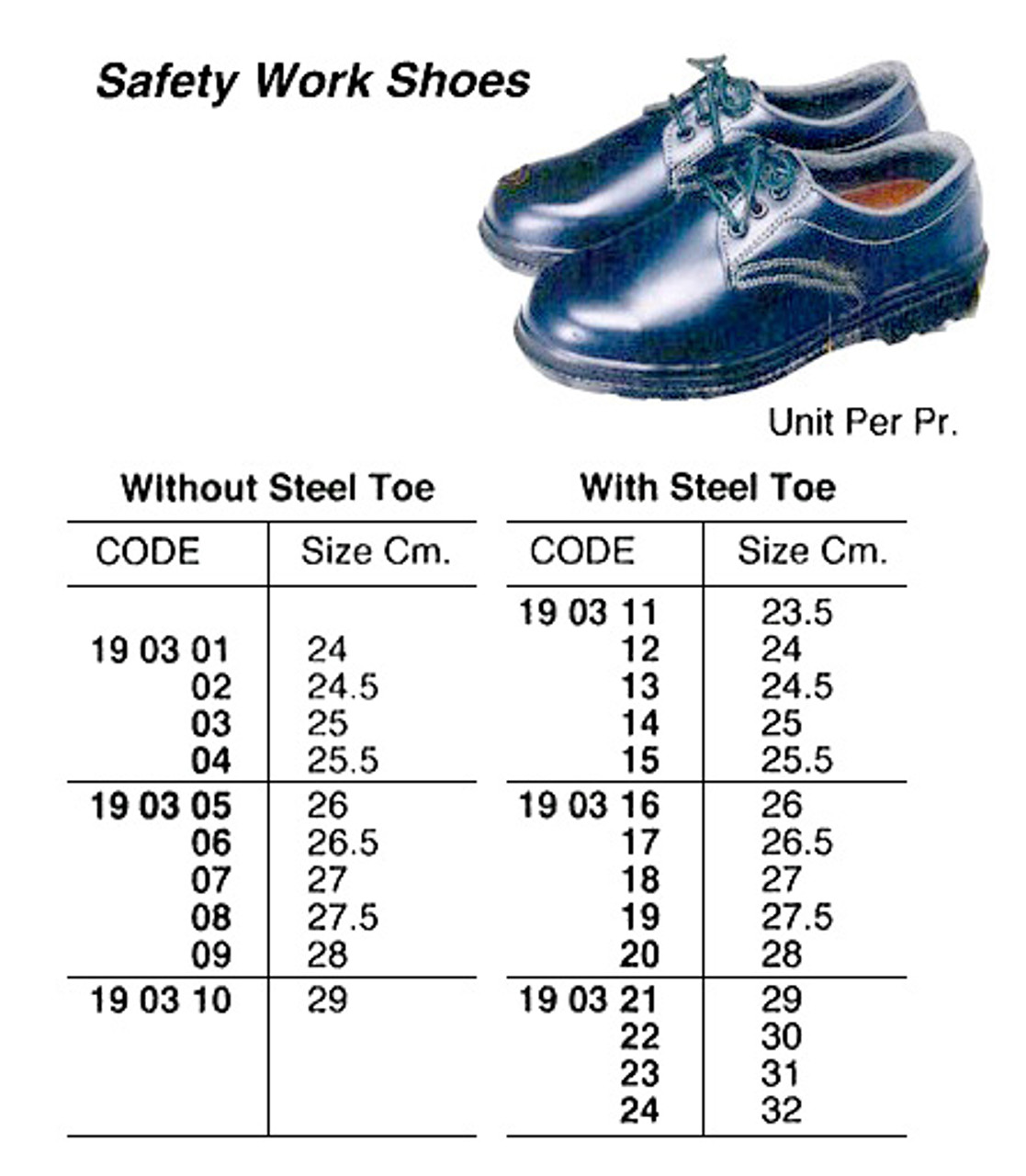IMPA 190314 PAIR OF SAFETY WORK SHOES WITH STEEL TOE Size 38