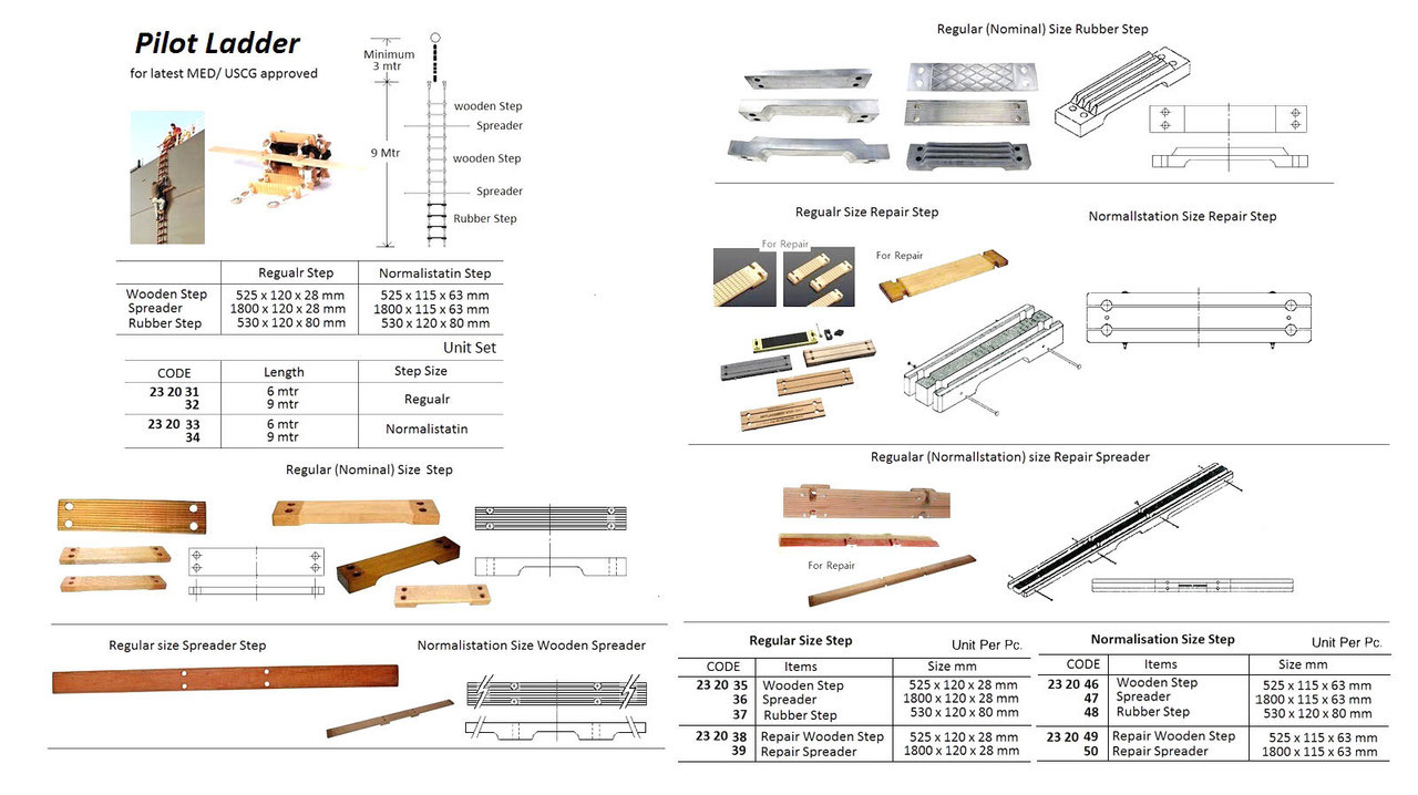 IMPA 232033 PILOT ROPE LADDER 6 mtr. WOODEN STEPS+SPREADERS-EMPA