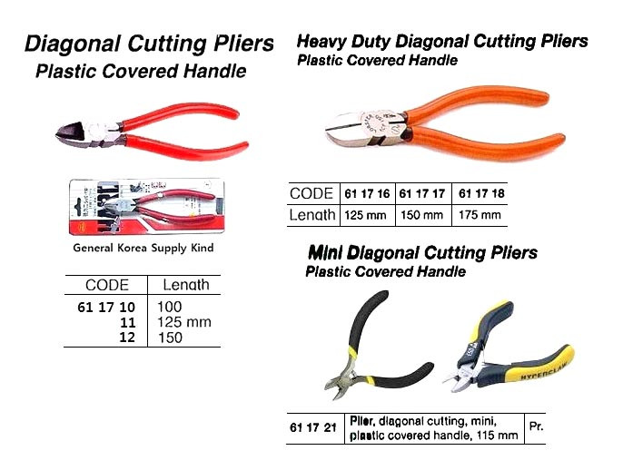 IMPA 611712 PLIER DIAGONAL CUTTING PLASTIC COVERED HANDLE 150MM