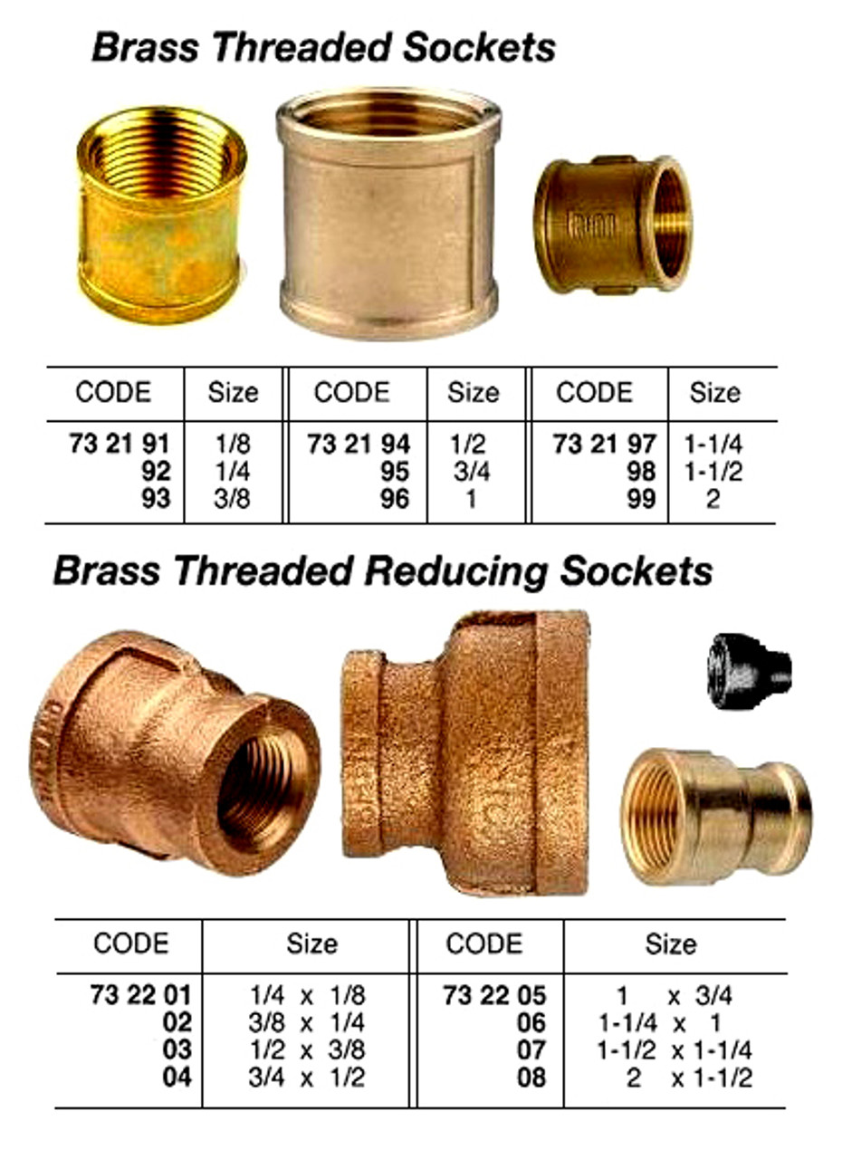 IMPA 732207 REDUCING SOCKET 3240 BRASS BSP 1 1/2"x 1 1/4"