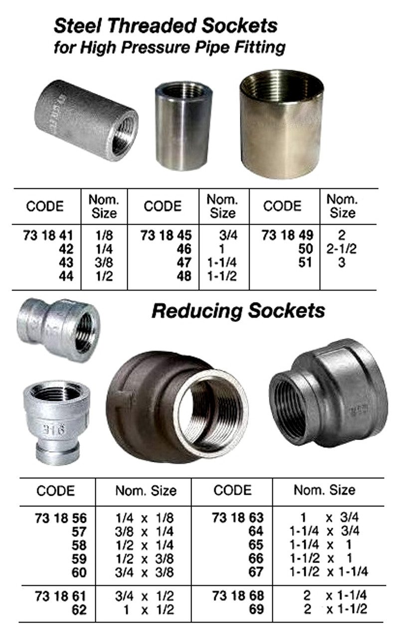 IMPA 731860 REDUCING SOCKET STEEL 3000psi-NPT 3/4"x 3/8"