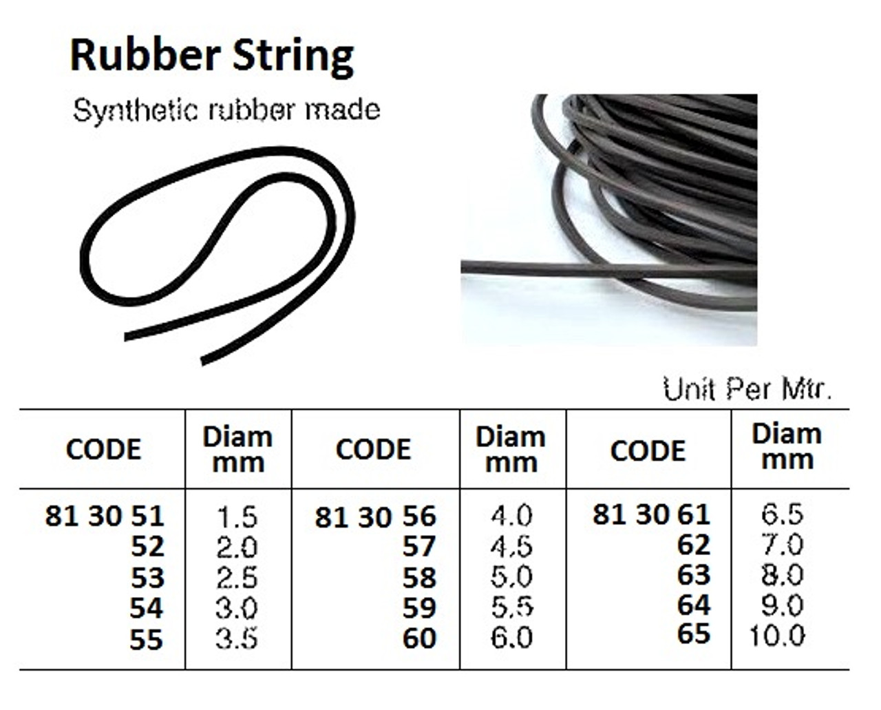 IMPA 813065 RUBBER STRING 10 MM